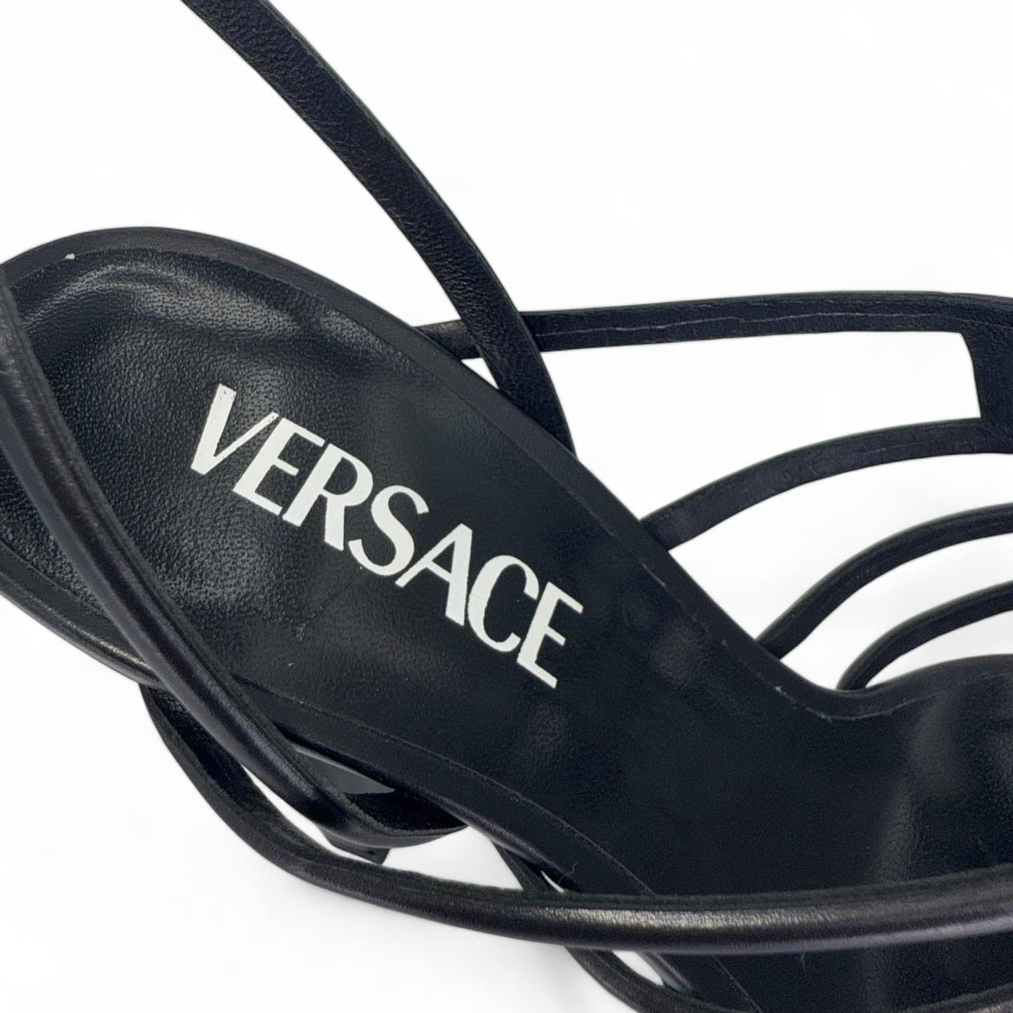 VERSACE Greca Maze Black Medusa Medallion Platform Sandals EU39.5