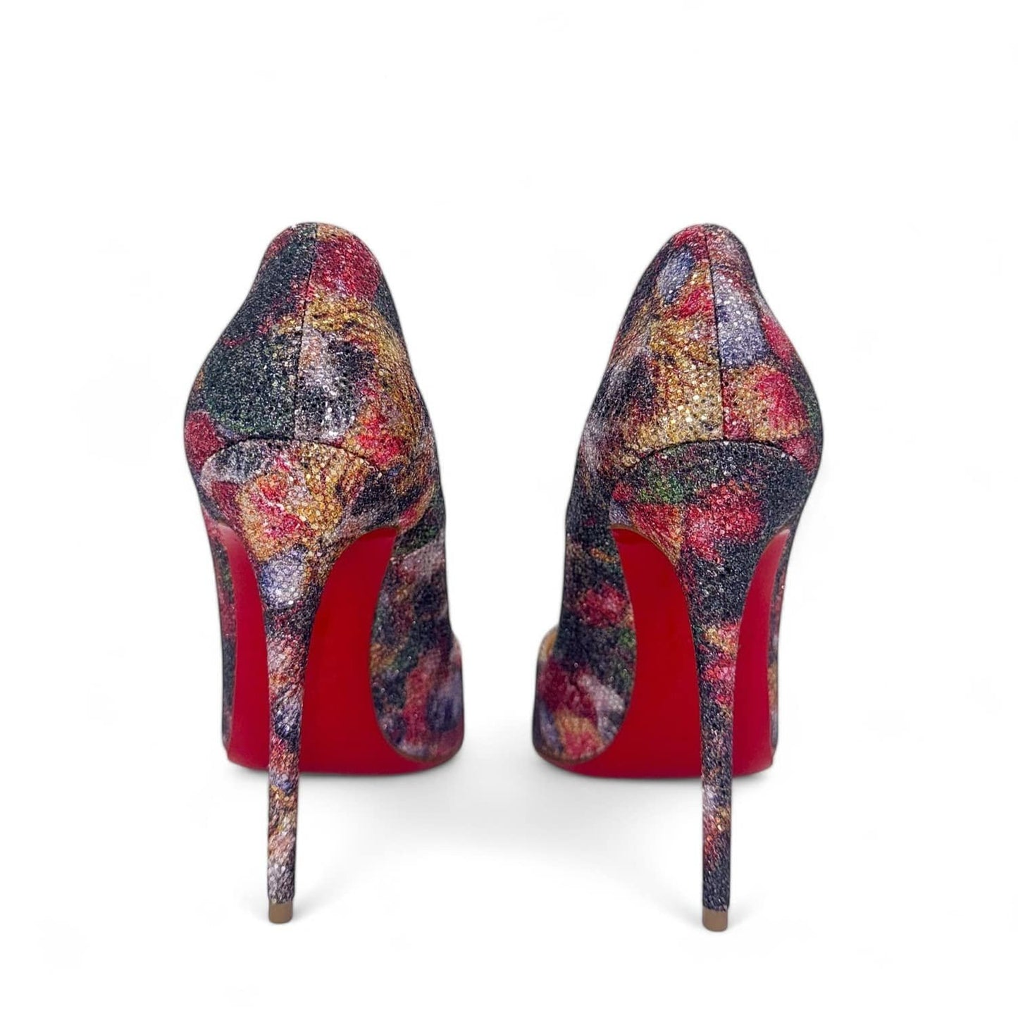 CHRISTIAN LOUBOUTIN So Kate Floral Print Glitter Pointed Toe Pumps EU37