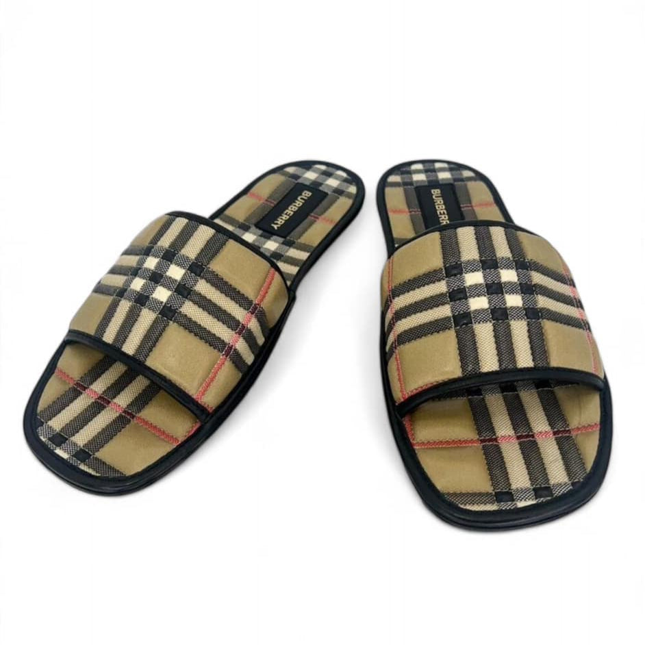 BURBERRY Nova Check Quilted Lambskin Leather Flat Slides EU38