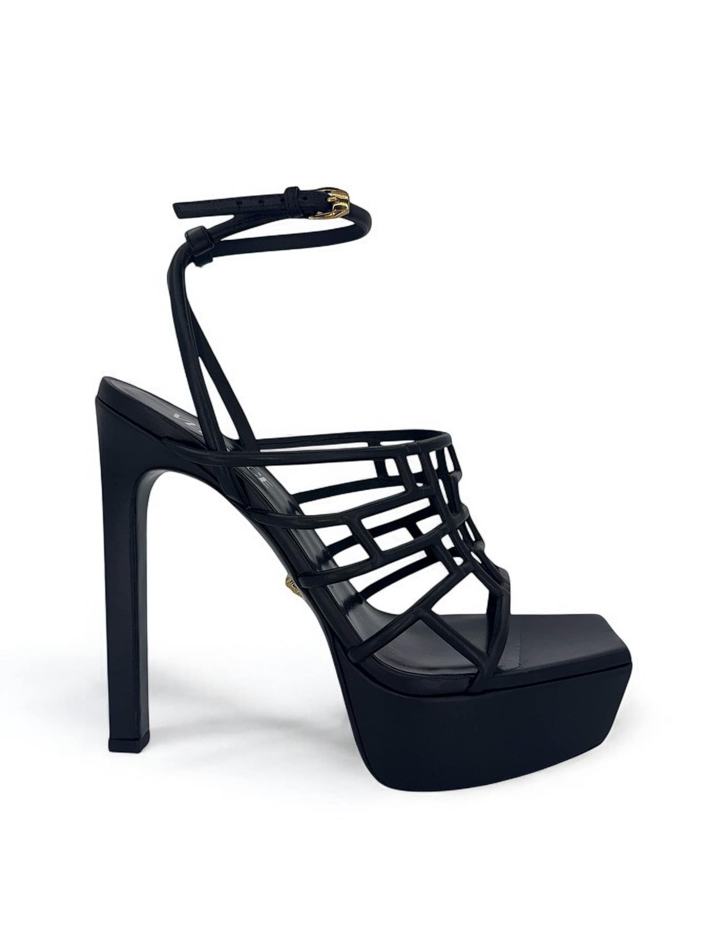 VERSACE Greca Maze Black Medusa Medallion Platform Sandals EU39.5