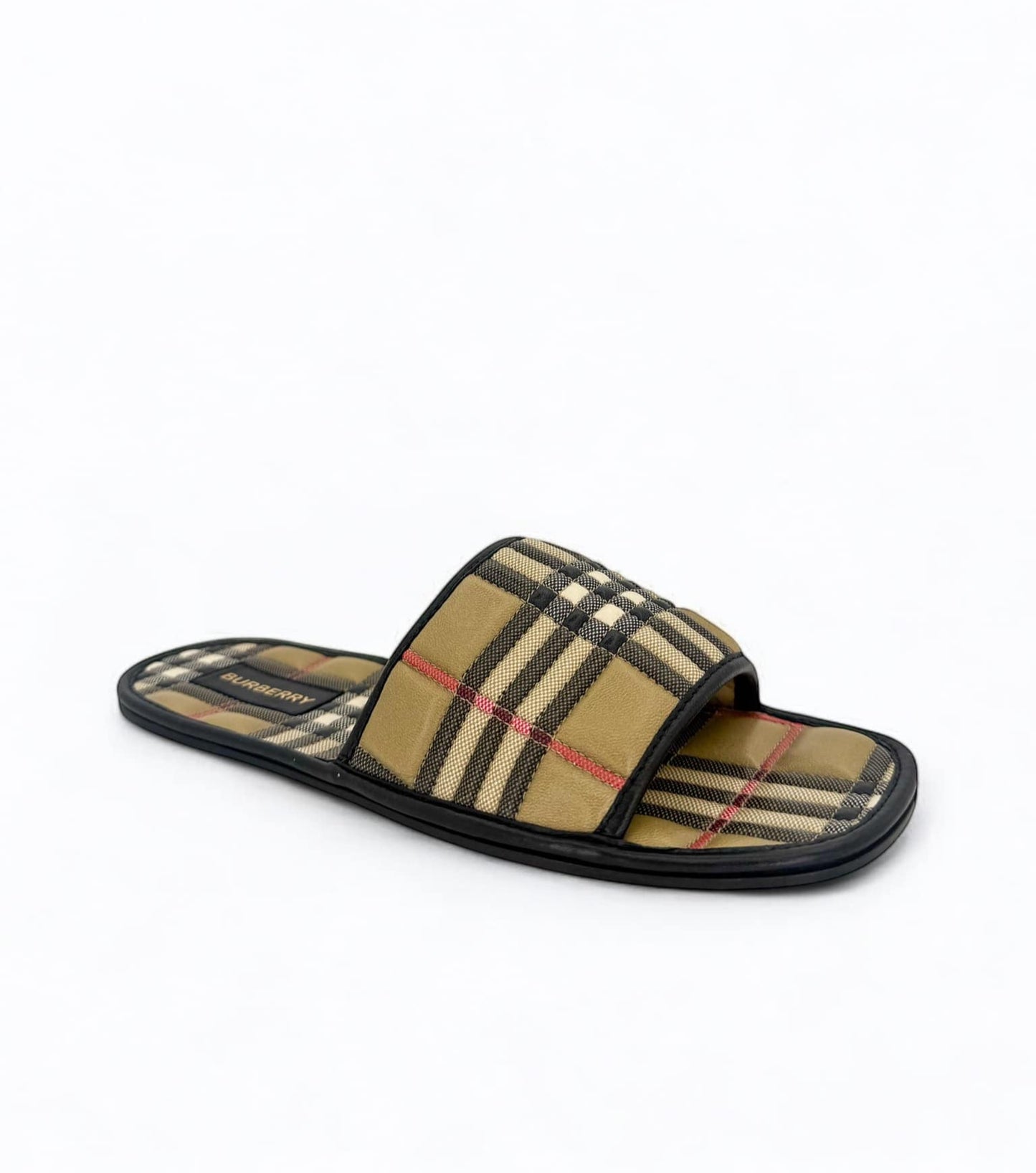 BURBERRY Nova Check Quilted Lambskin Leather Flat Slides EU38