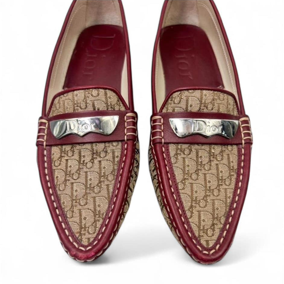 DIOR Brown Diorissmo Logo Vintage Loafers EU38.5