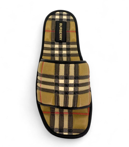 BURBERRY Nova Check Quilted Lambskin Leather Flat Slides EU38