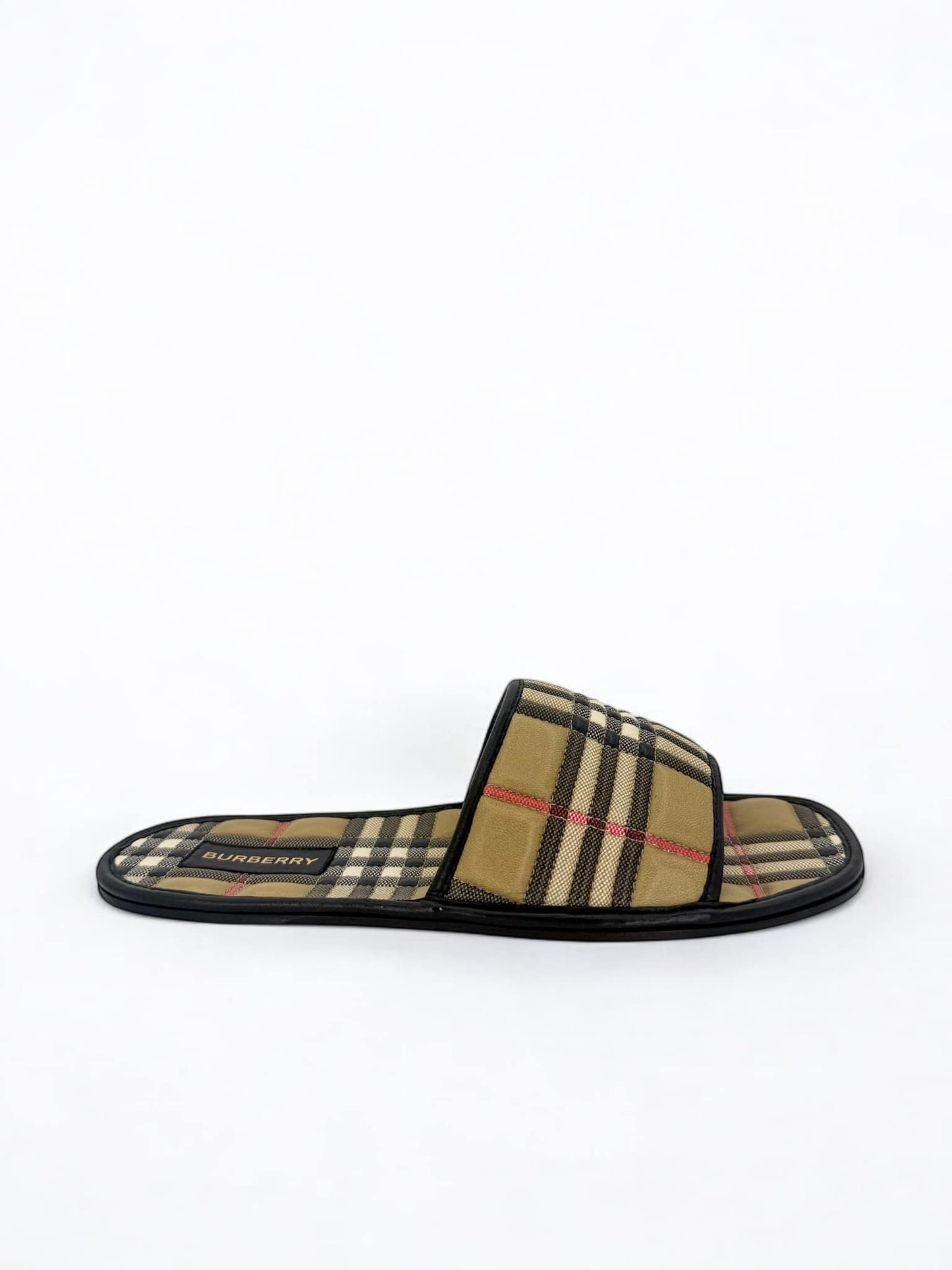 BURBERRY Nova Check Quilted Lambskin Leather Flat Slides EU38