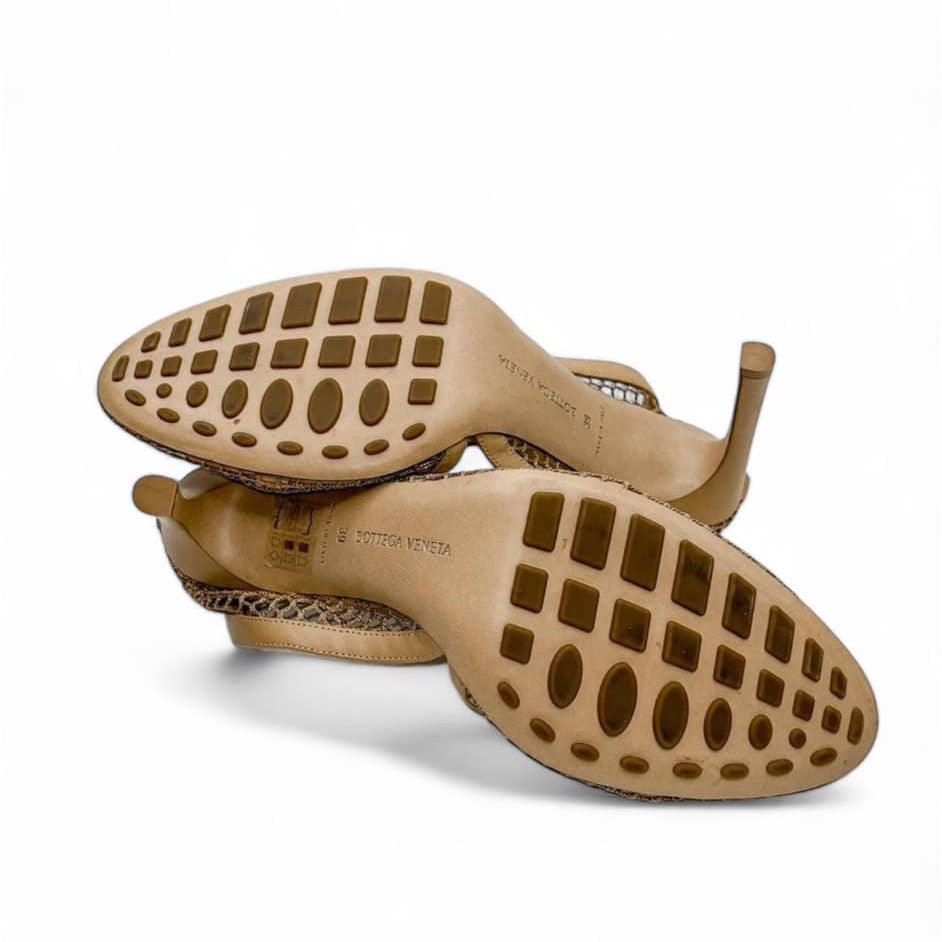 BOTTEGA VENETA Spring 2020 Runway Tan Mesh Sandals EU39