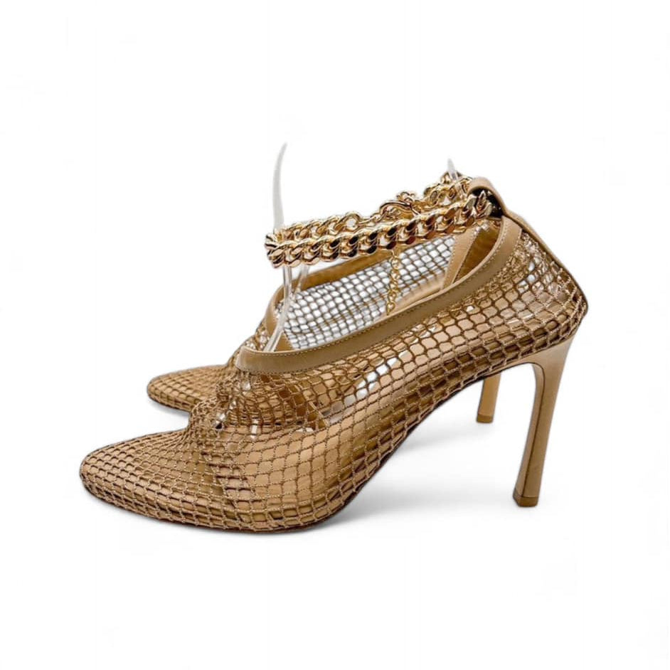 BOTTEGA VENETA Spring 2020 Runway Tan Mesh Sandals EU39