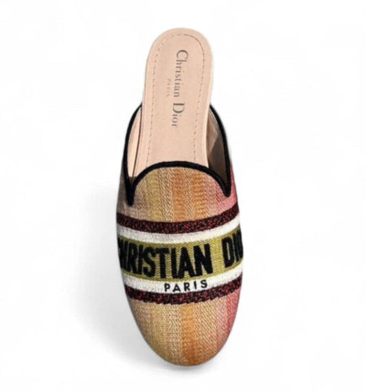 Christian DIOR Canvas Slip-On Flat Mules IT36.5
