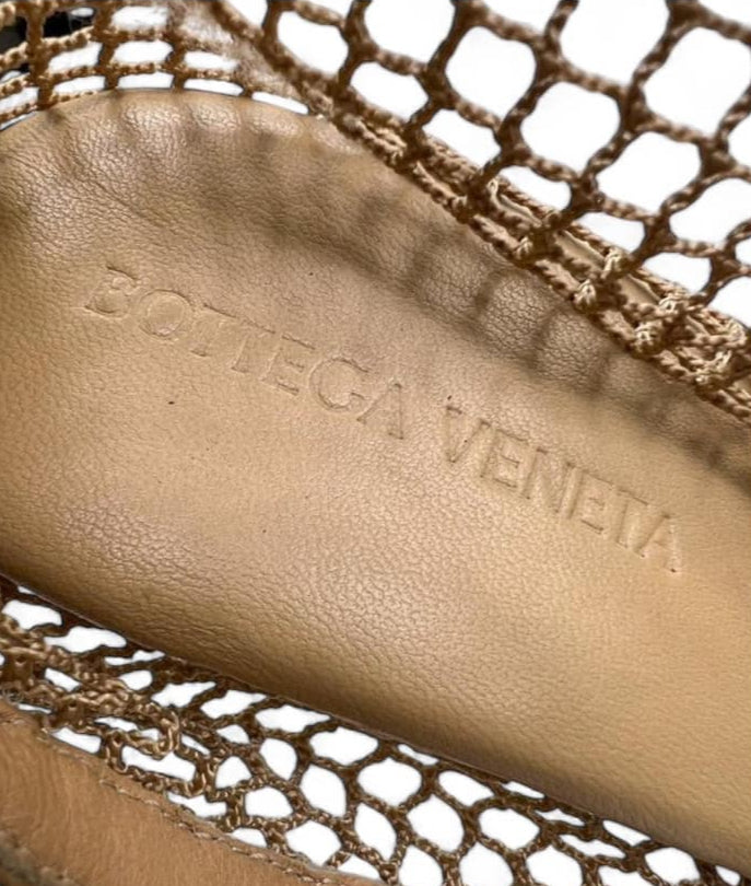 BOTTEGA VENETA Spring 2020 Runway Tan Mesh Sandals EU39