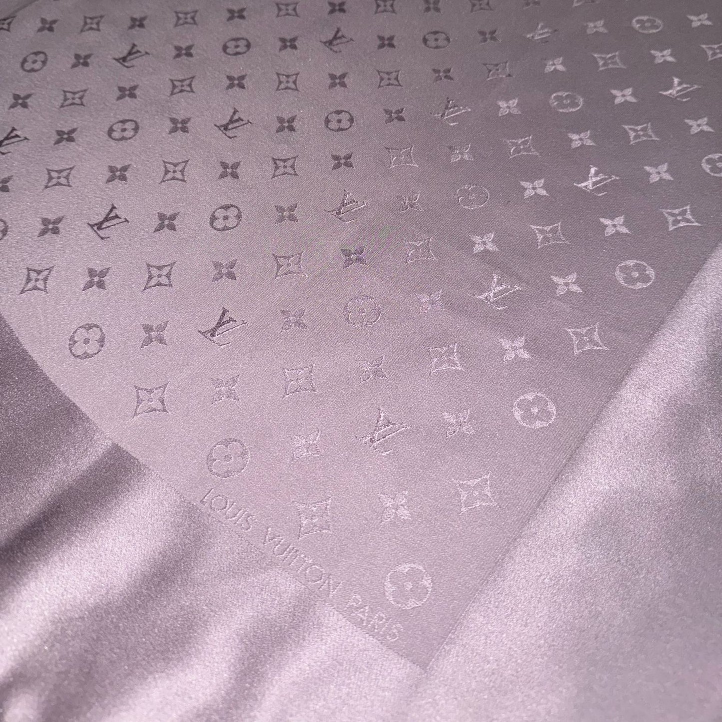 LOUIS VUITTON LV Monogram Lavender 100% Silk Scarf