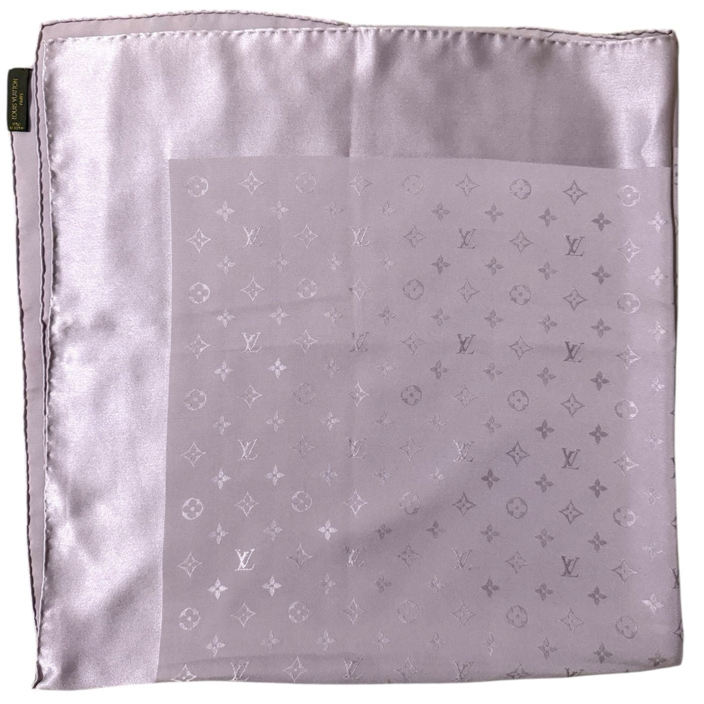 LOUIS VUITTON LV Monogram Lavender 100% Silk Scarf