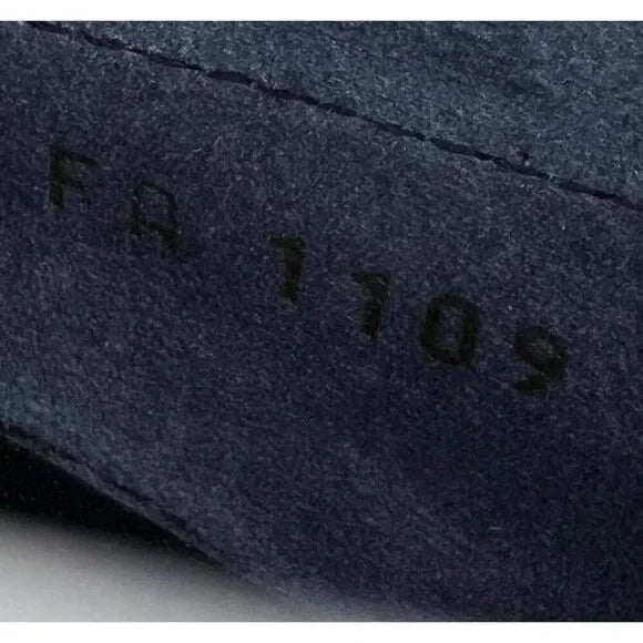 CELINE Women's Luco Triomphe Logo Navy & White Loafers IT36