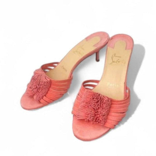 CHRISTIAN LOUBOUTIN Belbrossa Opérette Pink Salmon Mules IT36.5