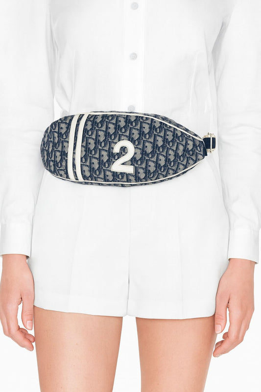 CHRISTIAN DIOR Vintage 2003 Navy Blue Trotter  Nylon Belt Bag