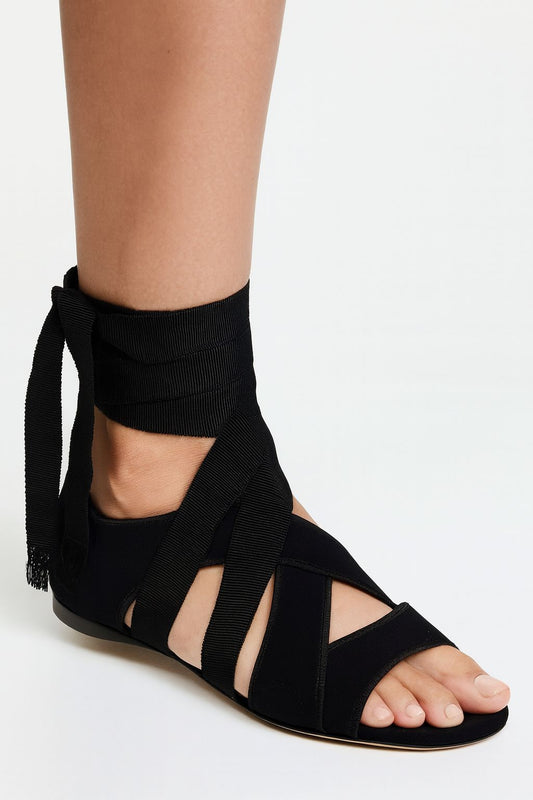 CHRISTIAN DIOR Spring 2019 Runway Black Strappy Flat Sandals IT36