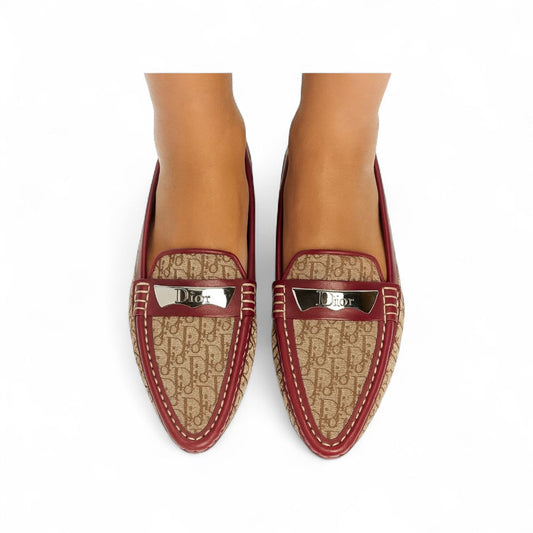 DIOR Brown Diorissmo Logo Vintage Loafers EU38.5