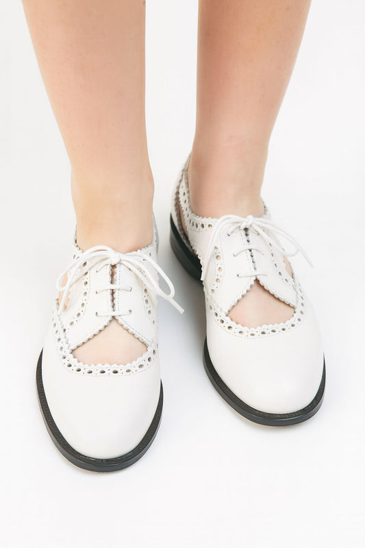 CHRISTIAN DIOR Teddy-D Derby Off White Calf-Skin Oxfords  IT37