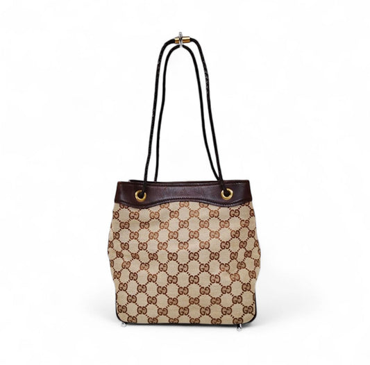 GUCCI Signature Brown and Tan Shoulder Bag