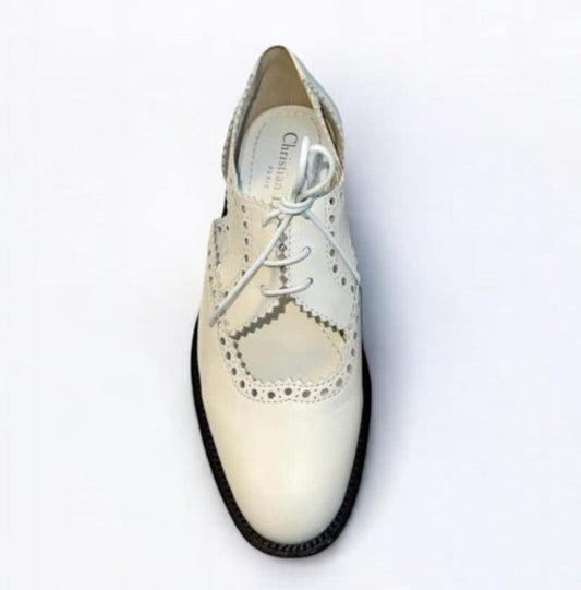 CHRISTIAN DIOR Teddy-D Derby Off White Calf-Skin Oxfords  IT37