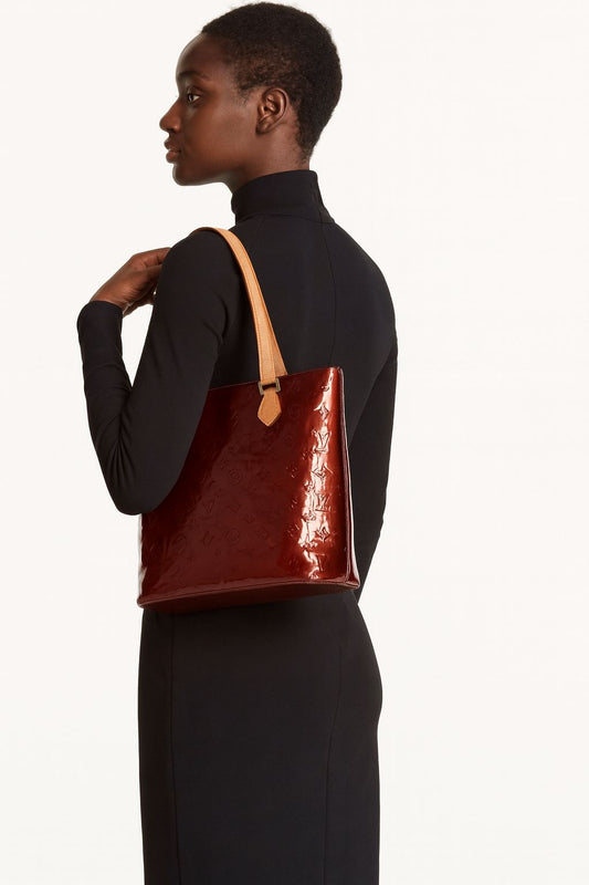 LOUIS VUITTON LV Monogram Brown Vernis Houston MM Patent Leather Shoulder Bag