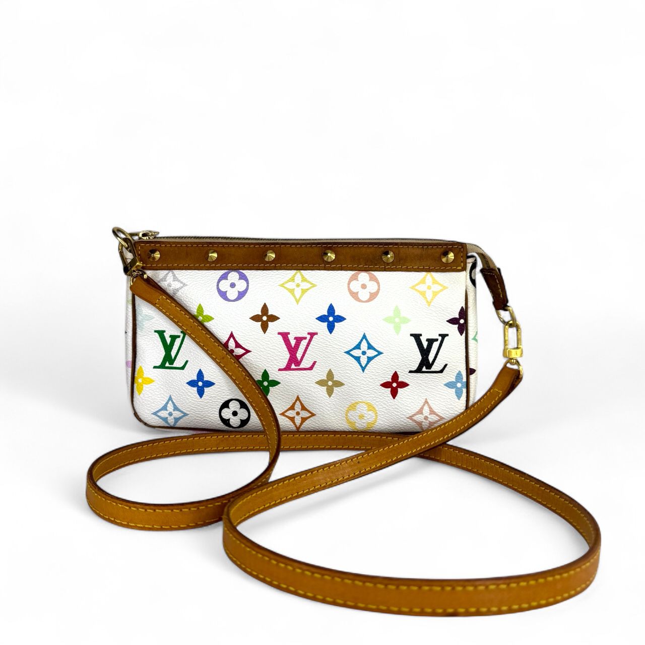 LOUIS VUITTON TAKASHI MURAKAMI White Multicolor LV Monogram Pochette Accessoire