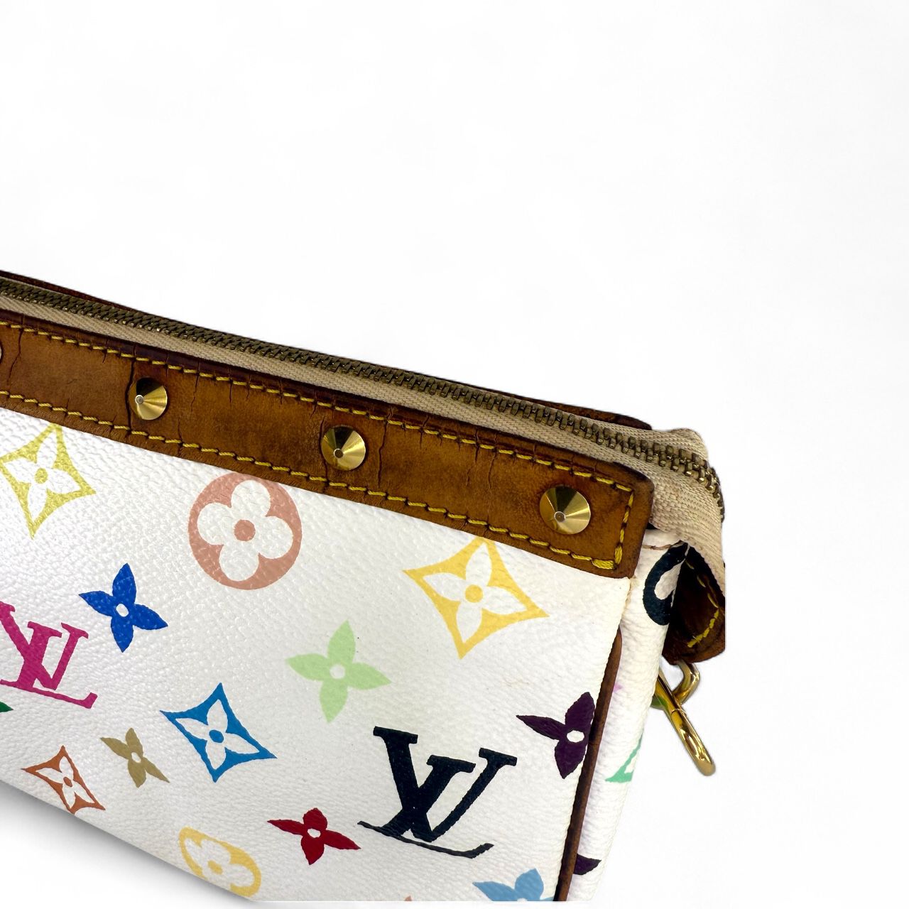 LOUIS VUITTON TAKASHI MURAKAMI White Multicolor LV Monogram Pochette Accessoire