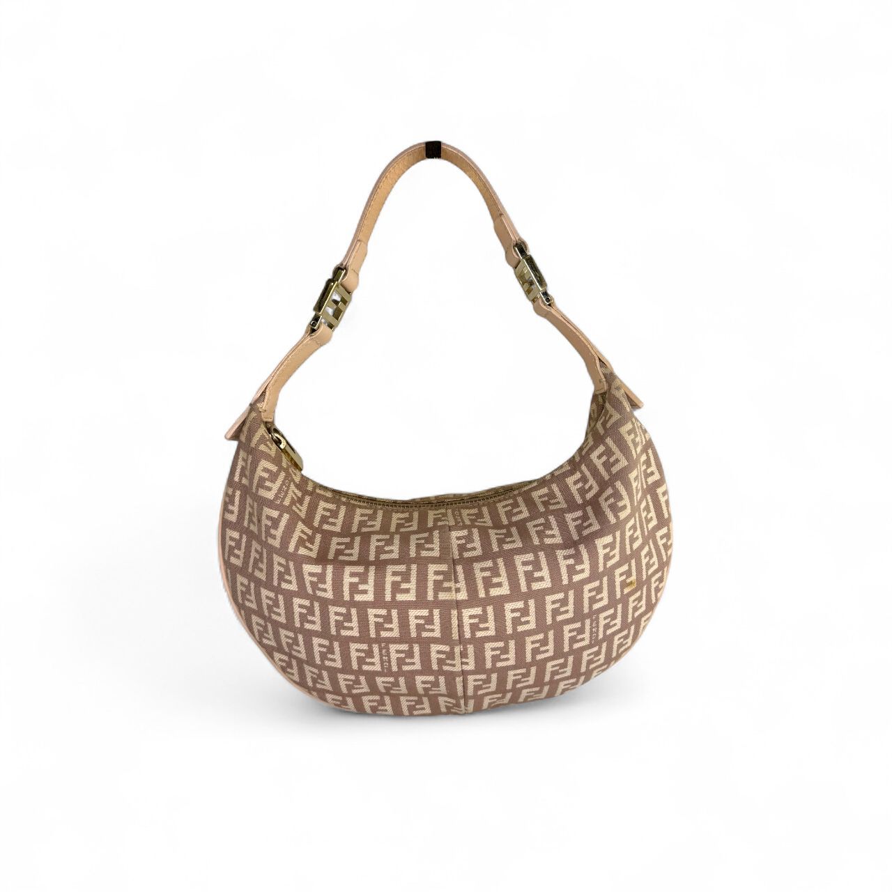 FENDI Tan FF Zucchino Small Vintage Shoulder Bag