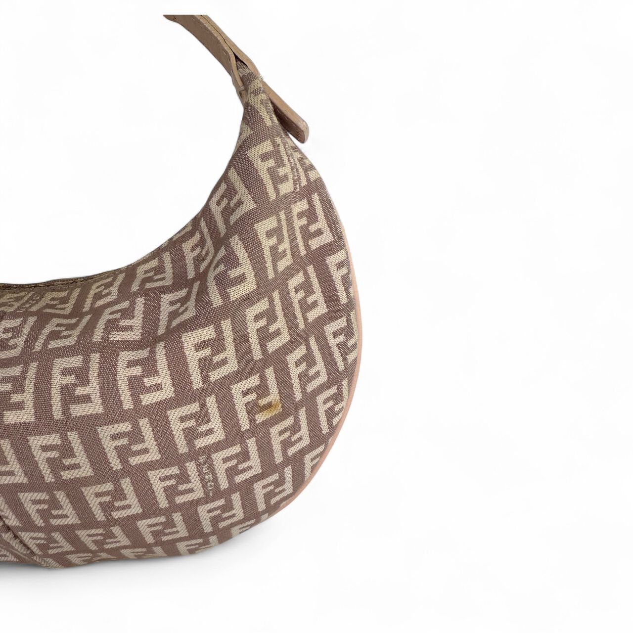 FENDI Tan FF Zucchino Small Vintage Shoulder Bag