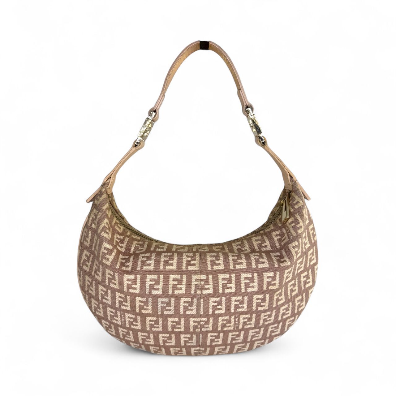 FENDI Tan FF Zucchino Small Vintage Shoulder Bag