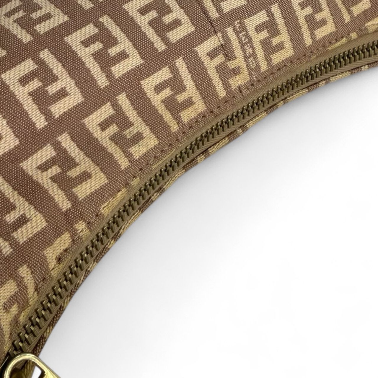 FENDI Tan FF Zucchino Small Vintage Shoulder Bag
