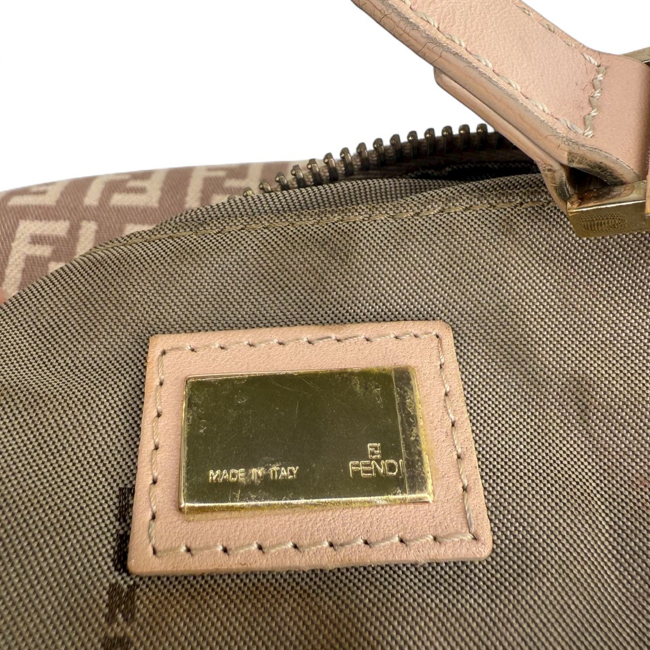 FENDI Tan FF Zucchino Small Vintage Shoulder Bag