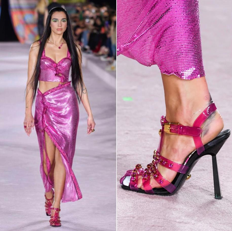 VERSACE Runway Studded Jelly Slant Heel Sandals IT36.5