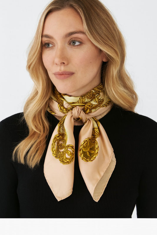 CHANEL CC Logo Pink 100% Silk Jewelry Print Scarf