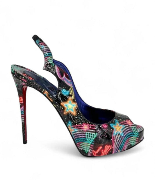 CHRISTIAN LOUBOUTIN Hot Chick Sling Alta Sling-back Platform Pumps SizeEU38.5