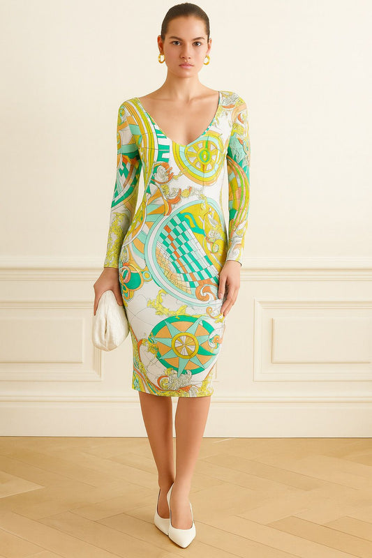 EMILIO PUCCI Nautical Print Long Sleeve Shift Dress IT38