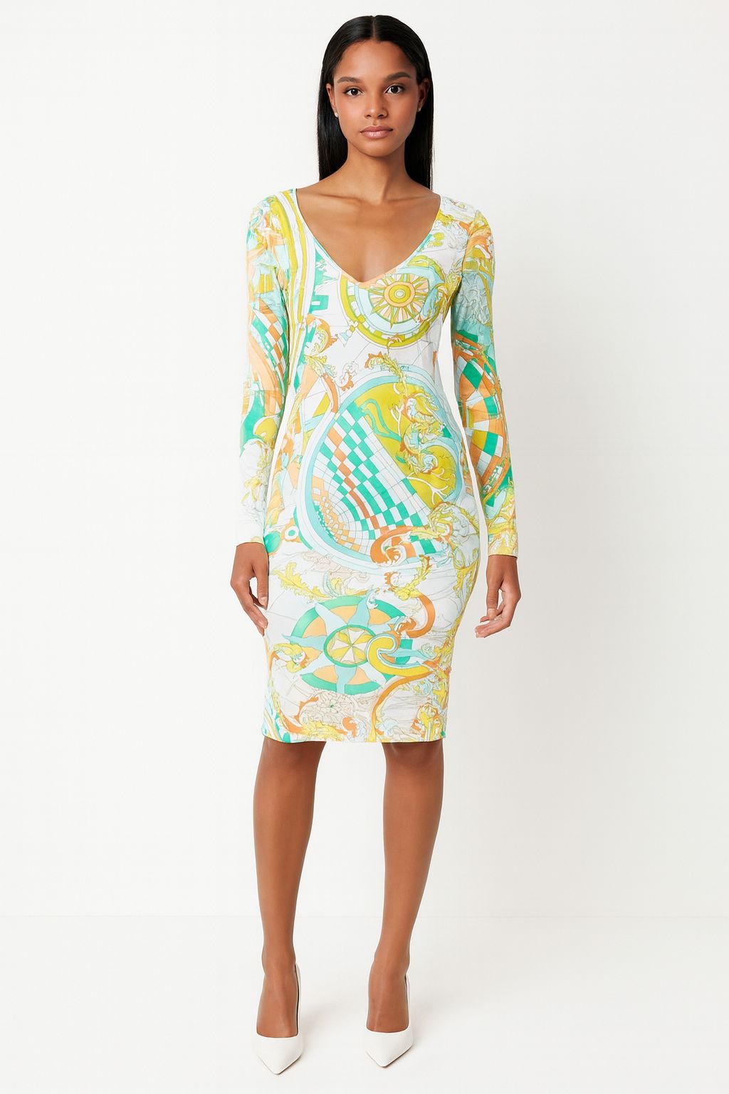 EMILIO PUCCI Nautical Print Long Sleeve Shift Dress IT38