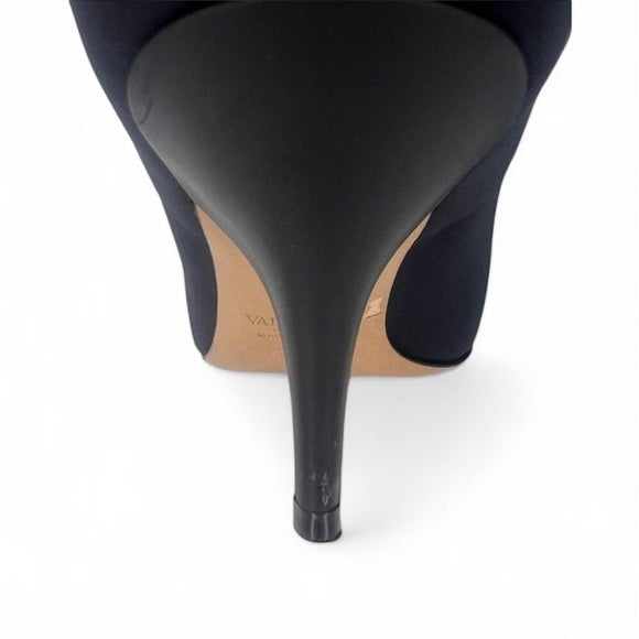 VALENTINO GARAVANI Black Stiletto Heel VLTN Logo Sock Ankle Boot EU36.5