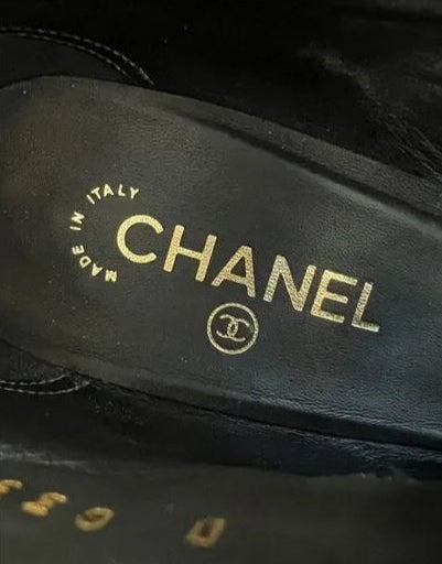 CHANEL Black CC Logo Open Toe Ankle Booties EU38